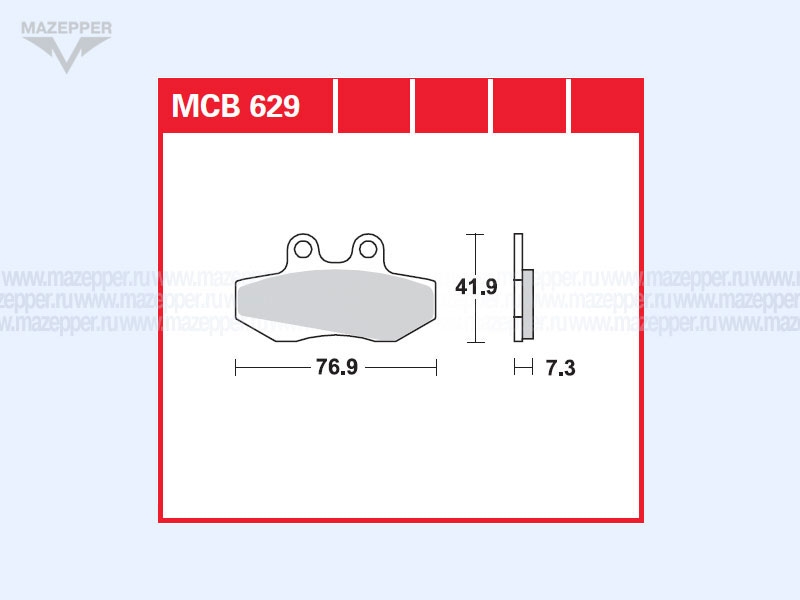 Колодки тормозные диск. тормоза "TRW" MCB 629 (2 шт.) Mazepper