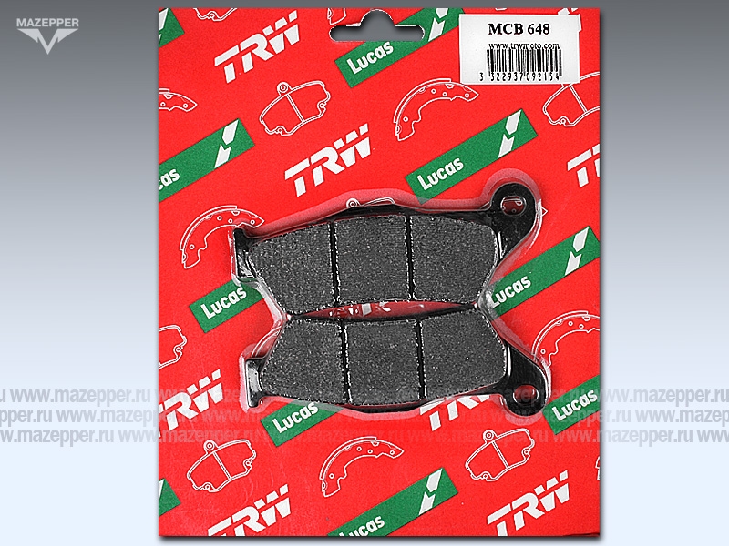 Колодки тормозные диск. тормоза "TRW" MCB 648 (2 шт.) Mazepper