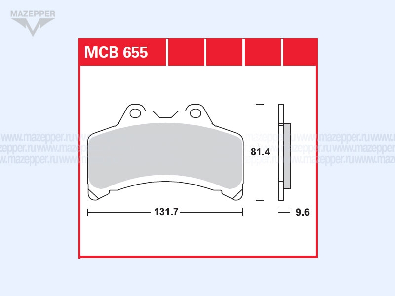 Колодки тормозные диск. тормоза "TRW" MCB 655 (Yamaha GTS 1000) 2 шт. Mazepper
