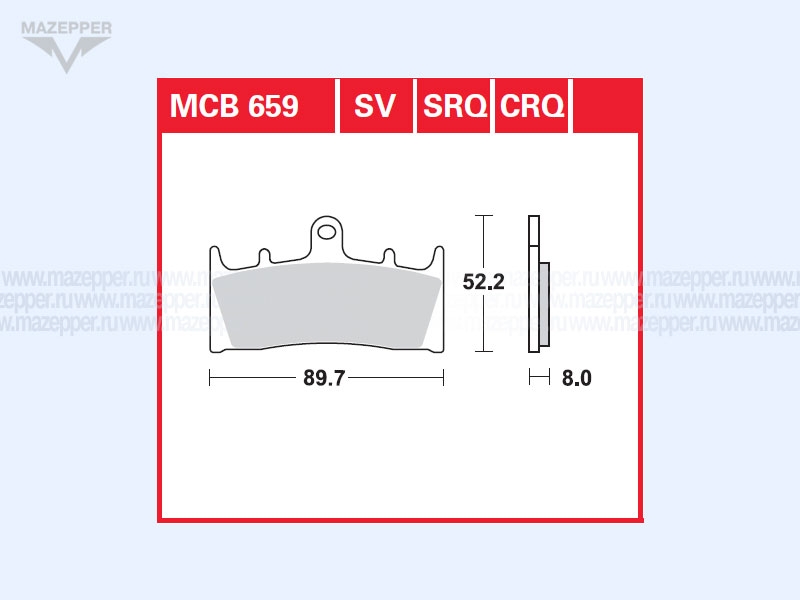 Колодки тормозные диск. тормоза "TRW" MCB 659 (2 шт.) Mazepper