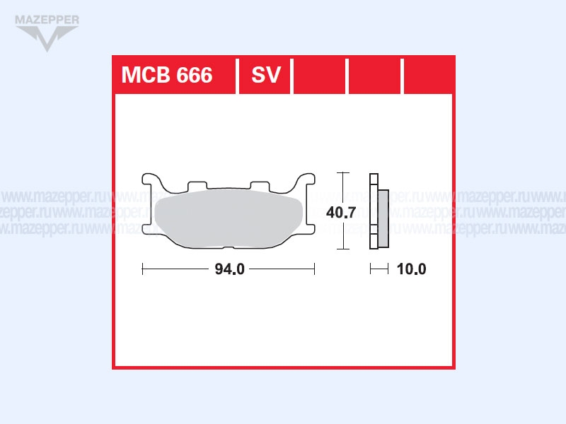 Колодки тормозные диск. тормоза "TRW" MCB 666 SV (2 шт.) Mazepper