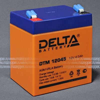 Аккумулятор 12V  4,5Ah (DTM12045) "DELTA" (AGM VRLA) 90х70х101 (электромашины, ИБП) Mazepper