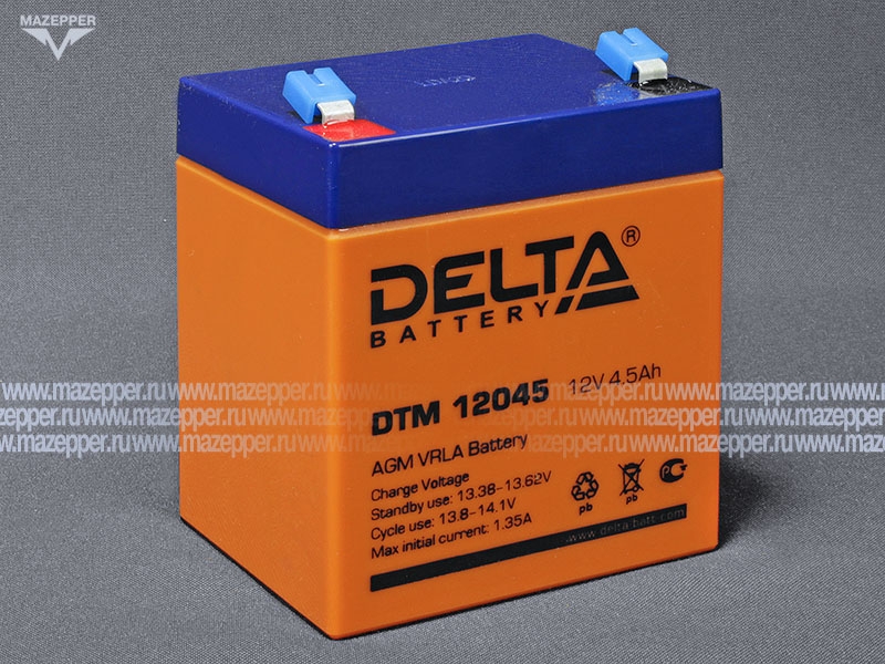 Аккумулятор 12V  4,5Ah (DTM12045) "DELTA" (AGM VRLA) 90х70х101 (электромашины, ИБП) Mazepper