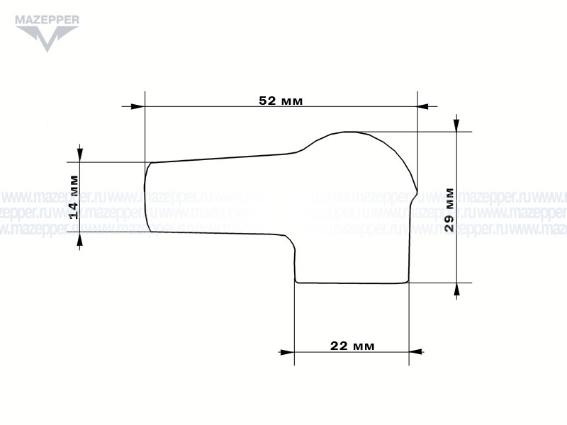 Колпачок свечи зажигания (Россия) 90 ° H=29 мм. Mazepper