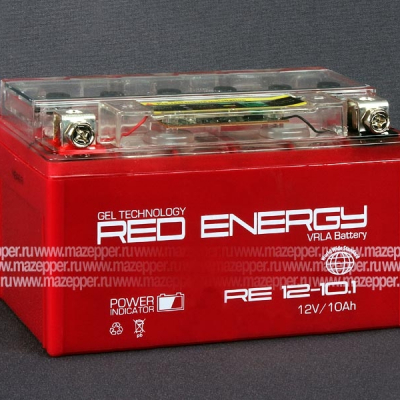 Аккумулятор 12V 10Ah (RE1210.1) "RED ENERGY" (GEL VRLA) 150х87х93 (+  --) с индикатором Mazepper