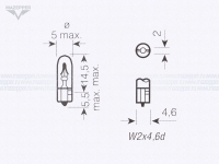 Лампа 12v,  1,2w (W1,2W, W2x4,6d) OSRAM (без цоколя) Mazepper