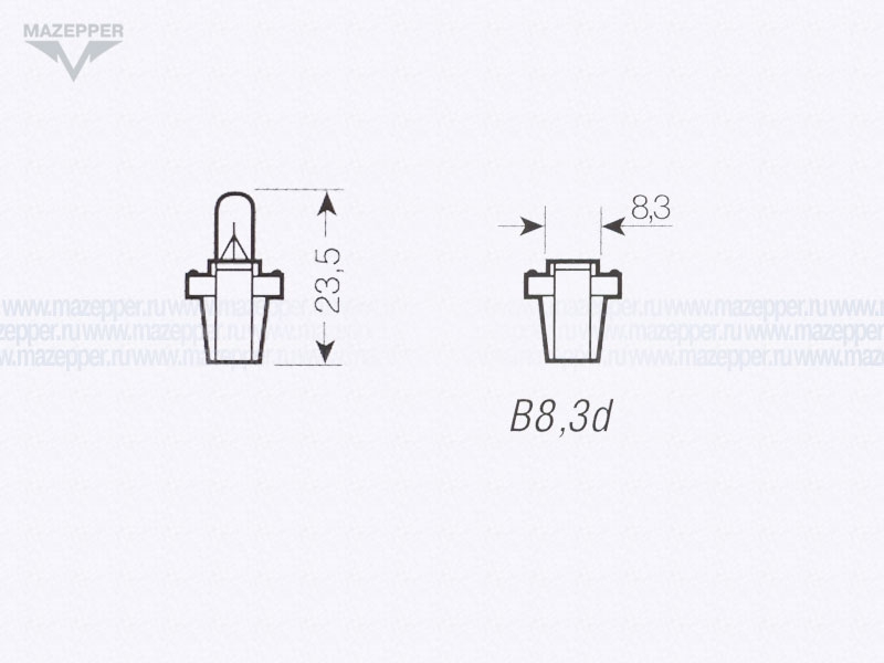 Лампа 12v,  2w (B8,3d) OSRAM (белый) Mazepper