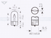 Лампа 12v,  3w (W3W, W2,1x9,5d) Китай Mazepper