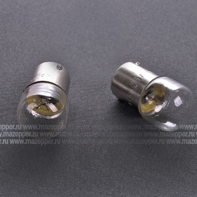 Лампа 12v,  5w (R5W, BA15s) Россия (белая) Mazepper