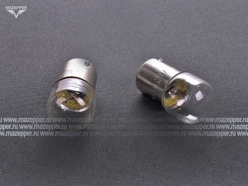 Лампа 12v,  5w (R5W, BA15s) Россия (белая) Mazepper