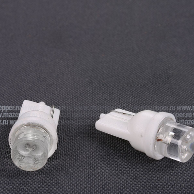 Лампа 12v,  5w (W5W, W2,1x9,5d) Китай (белая) светодиодная, без цоколя Mazepper