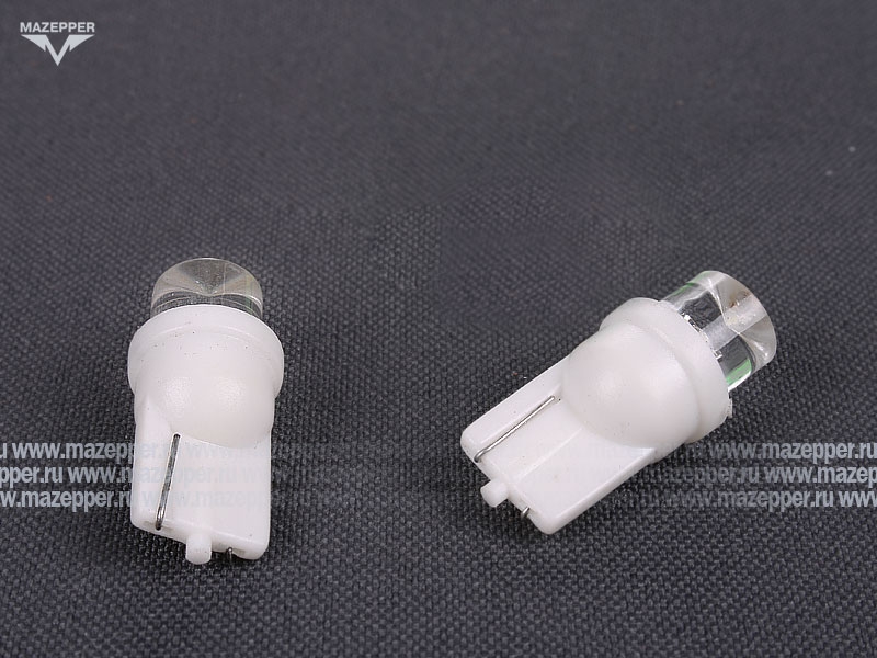 Лампа 12v,  5w (W5W, W2,1x9,5d) Китай (белая) светодиодная, без цоколя Mazepper