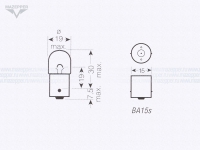 Лампа 12v,  8w (R8W, BA15s) Китай (белая) Mazepper
