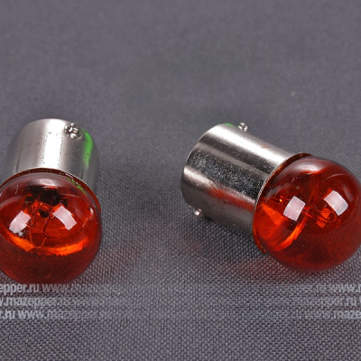 Лампа 12v, 10w (R10W, BA15s) Китай (желтая) Mazepper