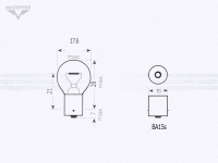 Лампа 12v, 10w (R10W, BA15s) Китай (желтая) Mazepper