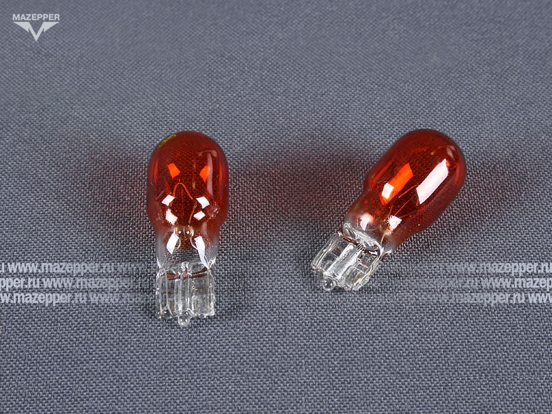 Лампа 12v, 10w (W10W, W2,1x9,5d) Китай (желтая) без цоколя Mazepper