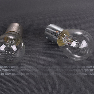 Лампа 12v, 21w (P21W, BA15s) Россия (белая) Mazepper