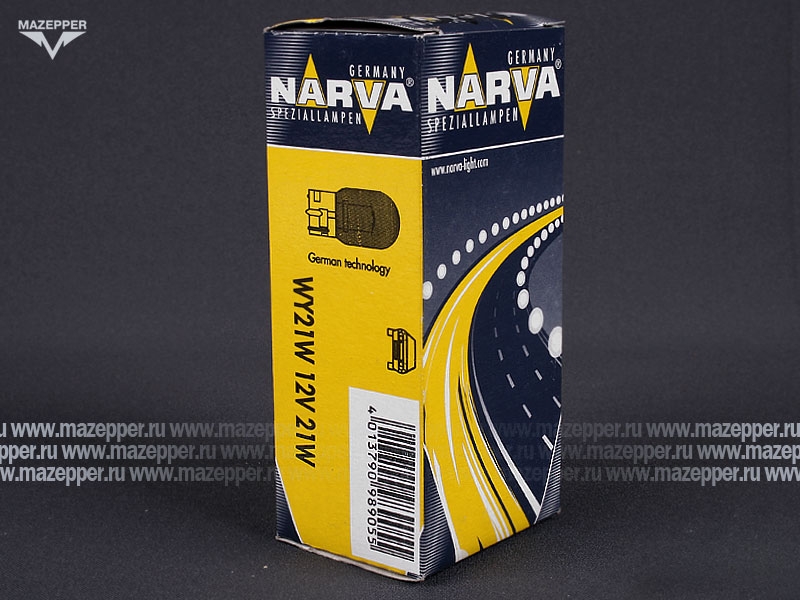 Лампа 12v, 21w (WY21W, WX3x16d) NARVA (без цоколя) желтая Mazepper