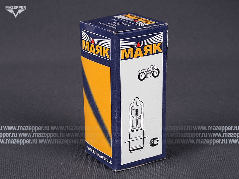 Лампа головного света 12v, 25/25w (P15d25-1) 1 ус на цоколе (МАЯК) Mazepper