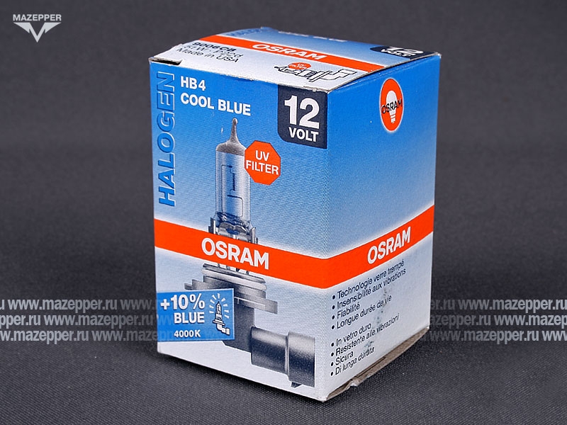 Лампа головного света 12v, 51w (HB4, P22d) OSRAM Cool Blue Halogen (4000K) Mazepper