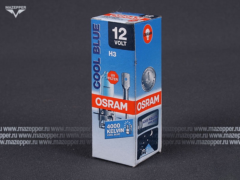 Лампа головного света 12v, 55w (H3, PK22s) OSRAM Cool Blue (4000K) Mazepper