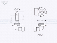 Лампа головного света 12v, 60w (HB3, P20d) OSRAM Halogen Mazepper