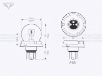Лампа головного света 12v, 75/70w (R2, P45t-41) СФЕРА Mazepper