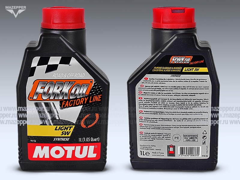 Масло гидравлическое для передних амортизаторов "MOTUL" Fork Oil Factory Line  5 W (1л.) Light Mazepper