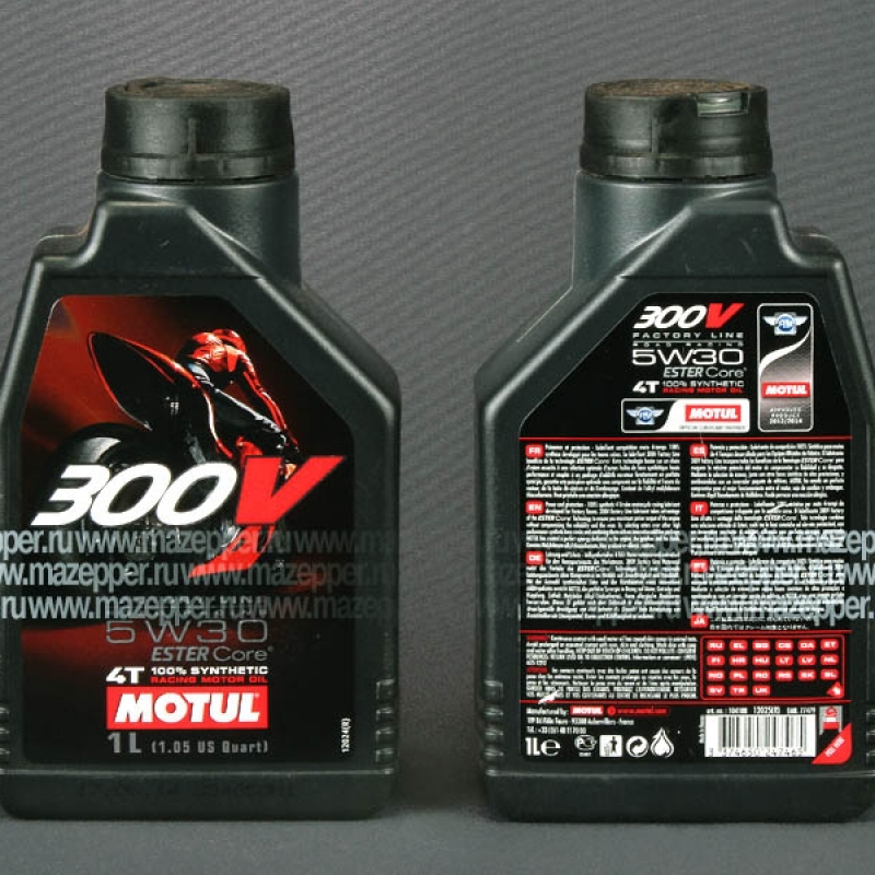 Масло моторное 4T "MOTUL" 300 V Factory Line Road Racing  5W-30 (1л.) синтетическое Mazepper