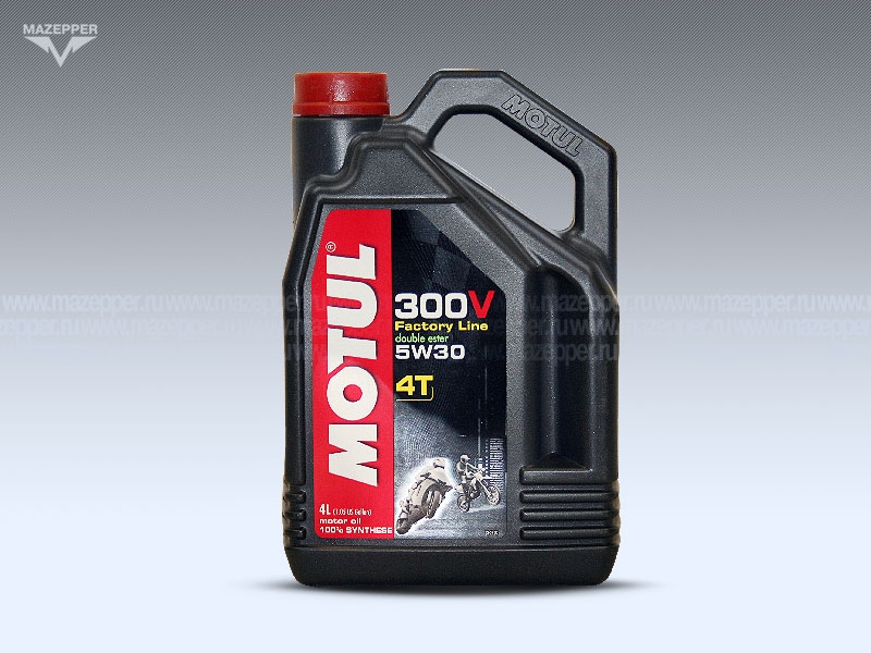 Масло моторное 4T "MOTUL" 300 V Factory Line Road Racing  5W-30 (4л.) синтетическое Mazepper