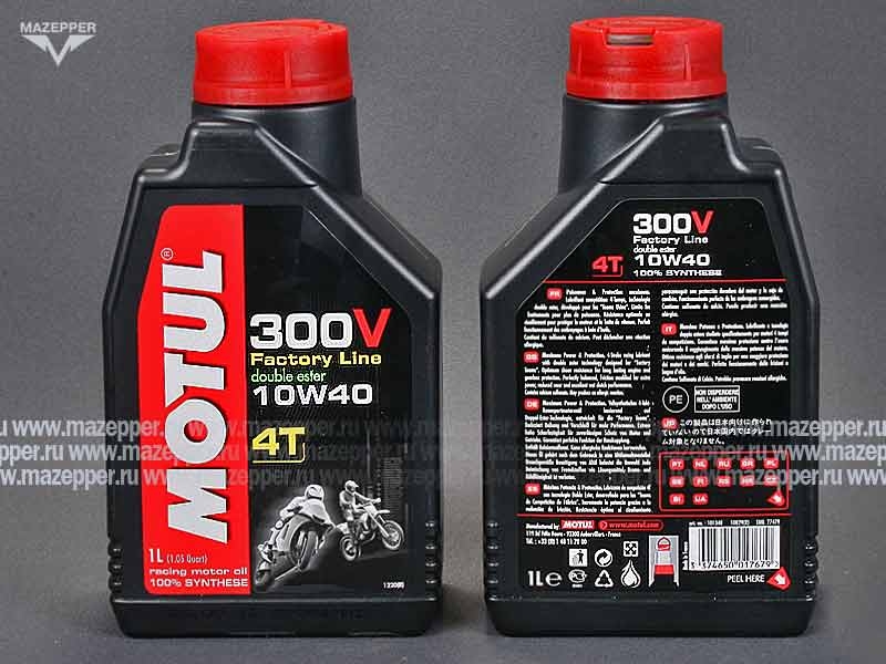 Масло моторное 4T "MOTUL" 300 V Factory Line Road Racing 10W-40 ( 1л.) синтетическое Mazepper