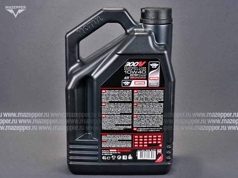 Масло моторное 4T "MOTUL" 300 V Factory Line Road Racing 10W-40 ( 4л.) синтетическое Mazepper
