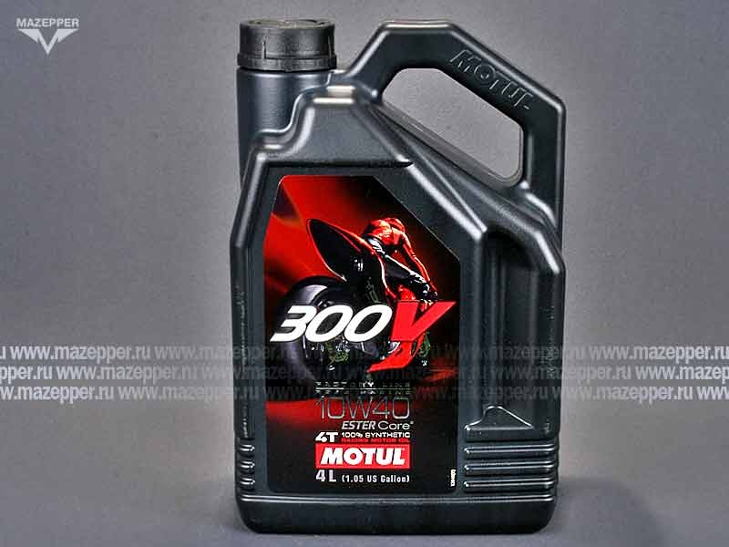 Масло моторное 4T "MOTUL" 300 V Factory Line Road Racing 10W-40 ( 4л.) синтетическое Mazepper