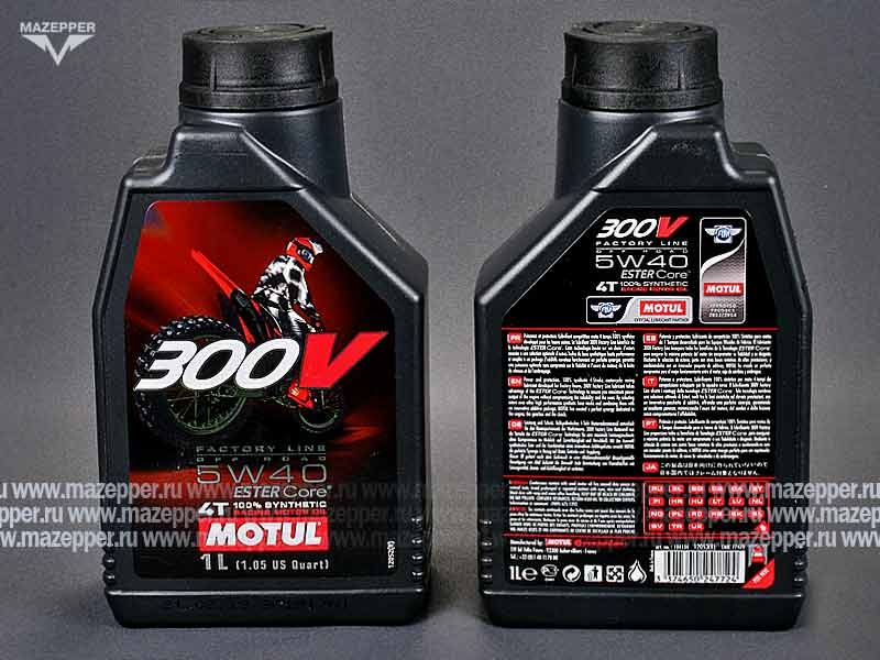 Масло моторное 4T "MOTUL" 300 V Off Road 5W-40 ( 1л.) синтетическое Mazepper