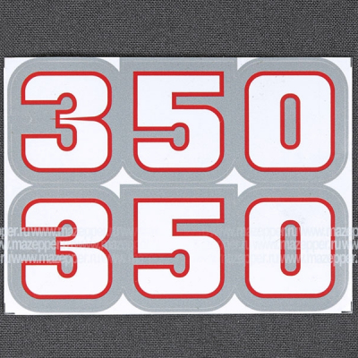 Набор наклеек "350" 100х73 мм. (белый с серой окантовкой) 2 шт. Mazepper