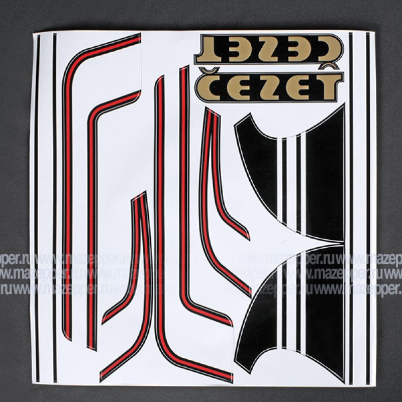 Набор наклеек "CEZET" (чёрно-красный) 370х380 мм. (10 шт.) Mazepper