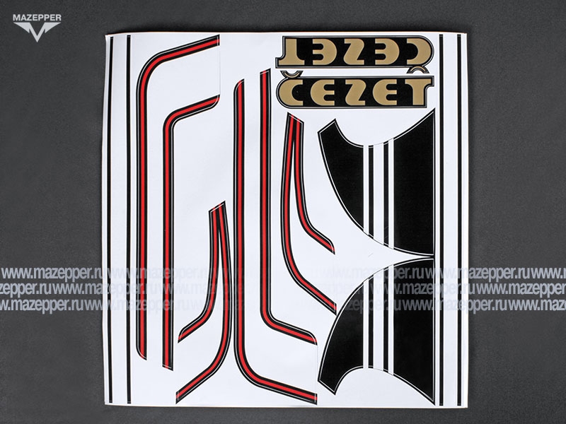 Набор наклеек "CEZET" (чёрно-красный) 370х380 мм. (10 шт.) Mazepper