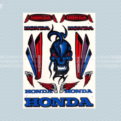 Набор наклеек "Honda" 325х230 мм. (синий) (12 шт.) Mazepper