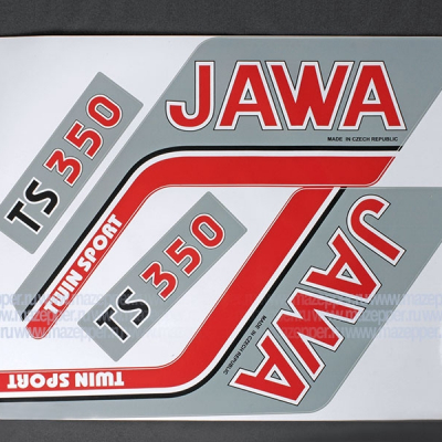 Набор наклеек "JAWA" Twin Sport 365х290 мм. (красно-серый) 4 шт. Mazepper