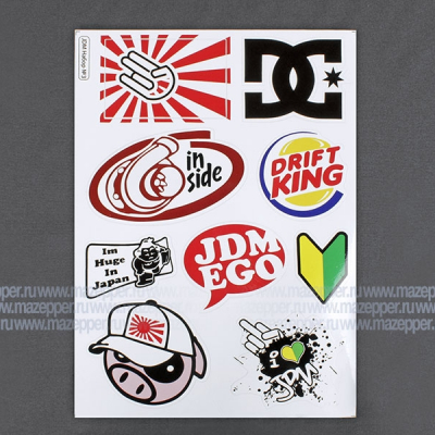 Набор наклеек "JDM" 290х210 мм. 9 шт. (3) Mazepper