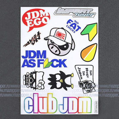 Набор наклеек "JDM" Club JDM 290х210 мм. 12 шт. (4) Mazepper