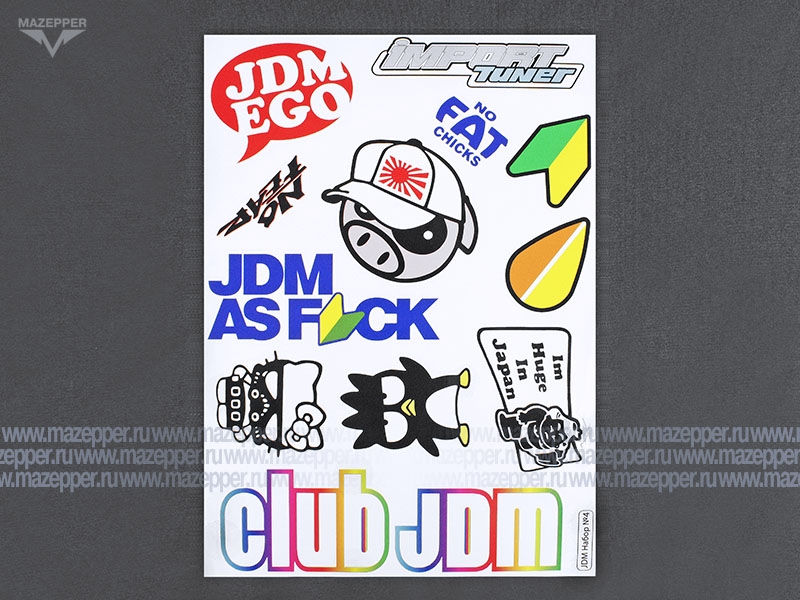 Набор наклеек "JDM" Club JDM 290х210 мм. 12 шт. (4) Mazepper