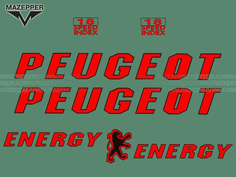 Набор наклеек "Peugeot" 335х115 мм. (7 шт.) Mazepper