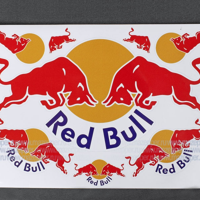 Набор наклеек "Red Bull" 290х210 мм. (красно-жёлтый) 8 шт. Mazepper
