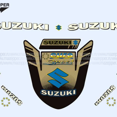 Набор наклеек "Suzuki" Euro sport" 325х230 мм. (голубой) (8 шт.) Mazepper