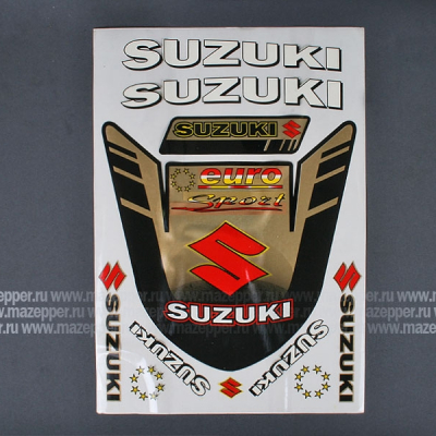 Набор наклеек "Suzuki" Euro sport" 325х230 мм. (красный) (8 шт.) Mazepper