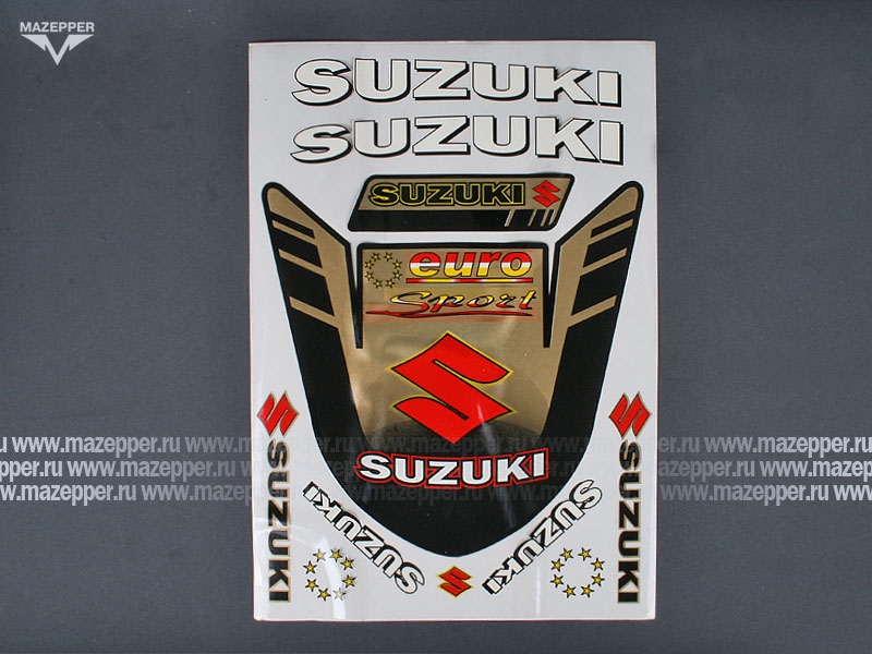 Набор наклеек "Suzuki" Euro sport" 325х230 мм. (красный) (8 шт.) Mazepper