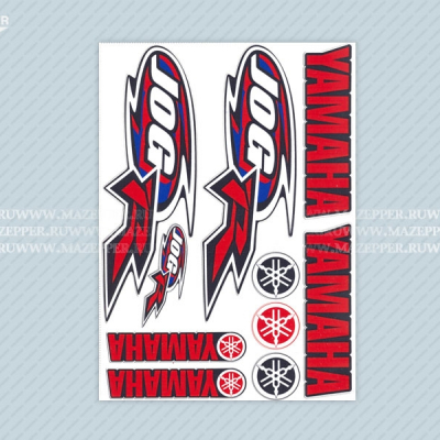 Набор наклеек "Yamaha Jog" 295х215 мм. (красно-синий) (10 шт.) Mazepper