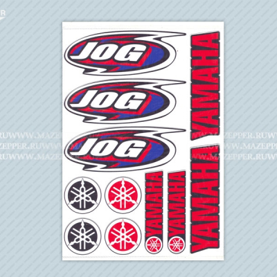 Набор наклеек "Yamaha Jog" 295х215 мм. (красно-синий) (11 шт.) Mazepper