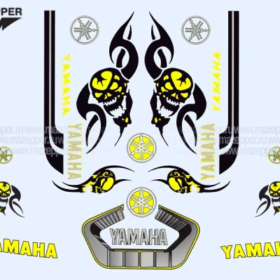 Набор наклеек "Yamaha" 325х230 мм. (желтый) (12 шт.) Mazepper
